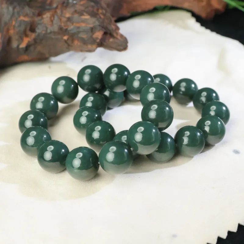 Qingjing Hetian Jade Bracelets Green Jade Men's-3