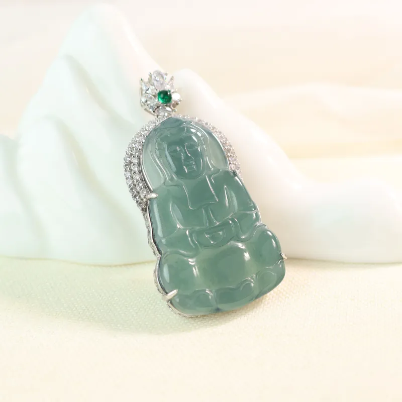 Qingjing Ice Type Jadeite Pendants Unisex-3