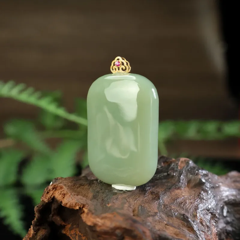 Qingjing Pendants Green Jade Unisex-7