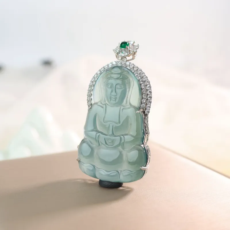 Qingjing Ice Type Jadeite Pendants Unisex-6