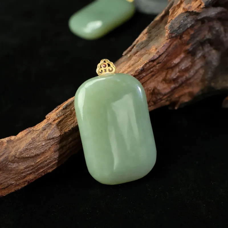 Qingjing Pendants Green Jade Unisex-6