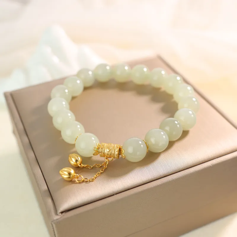 Qingjing Bracelets Pale Greenish White Jade Unisex-7