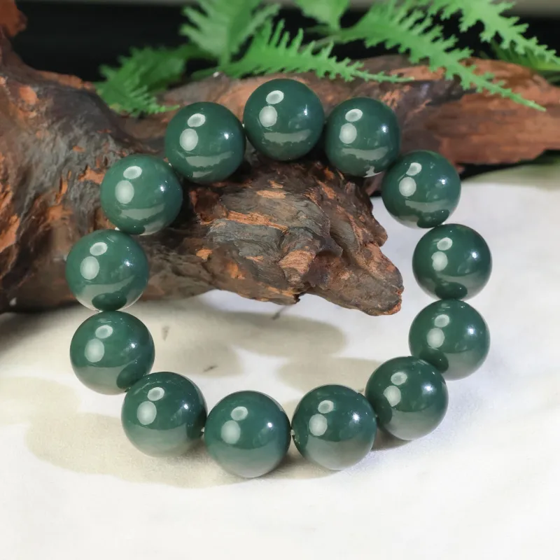 Qingjing Hetian Jade Bracelets Green Jade Men's-5
