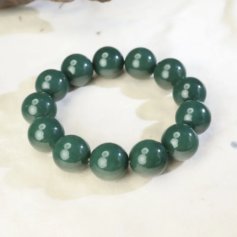 Qingjing Hetian Jade Bracelets Green Jade Men's-4