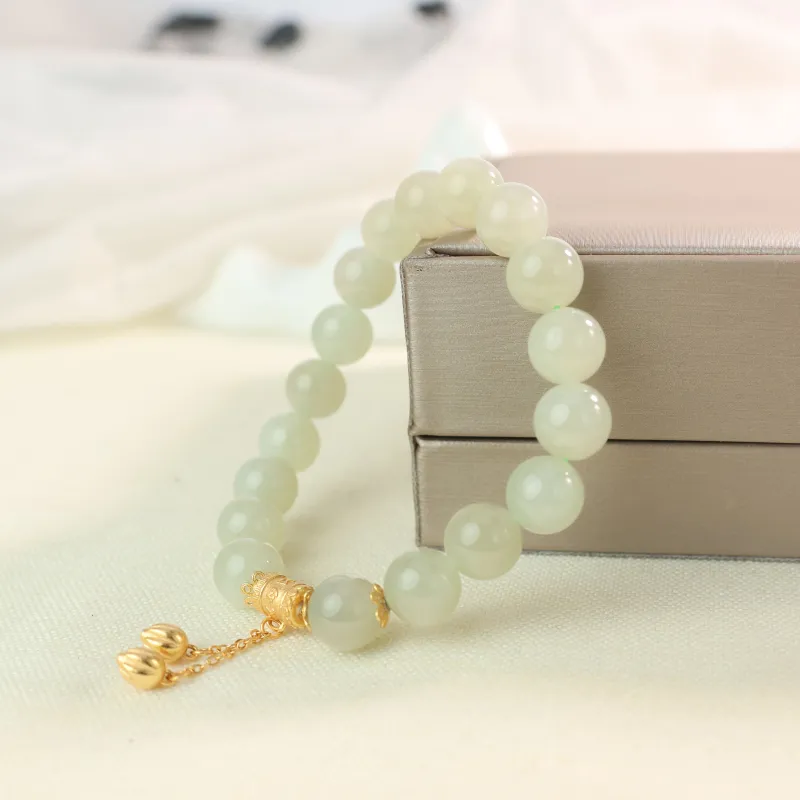 Qingjing Bracelets Pale Greenish White Jade Unisex-4