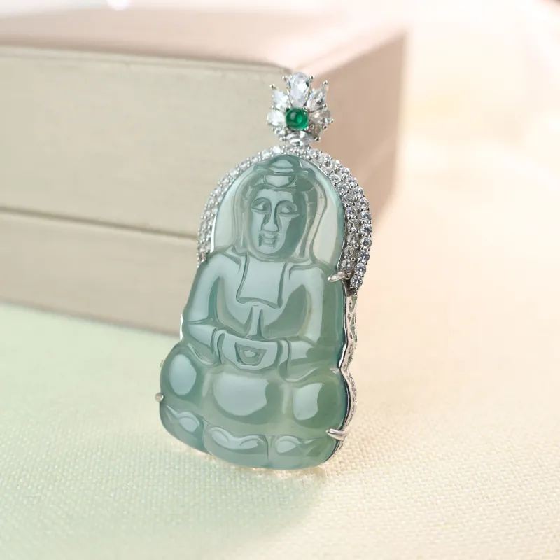 Qingjing Ice Type Jadeite Pendants Unisex-7