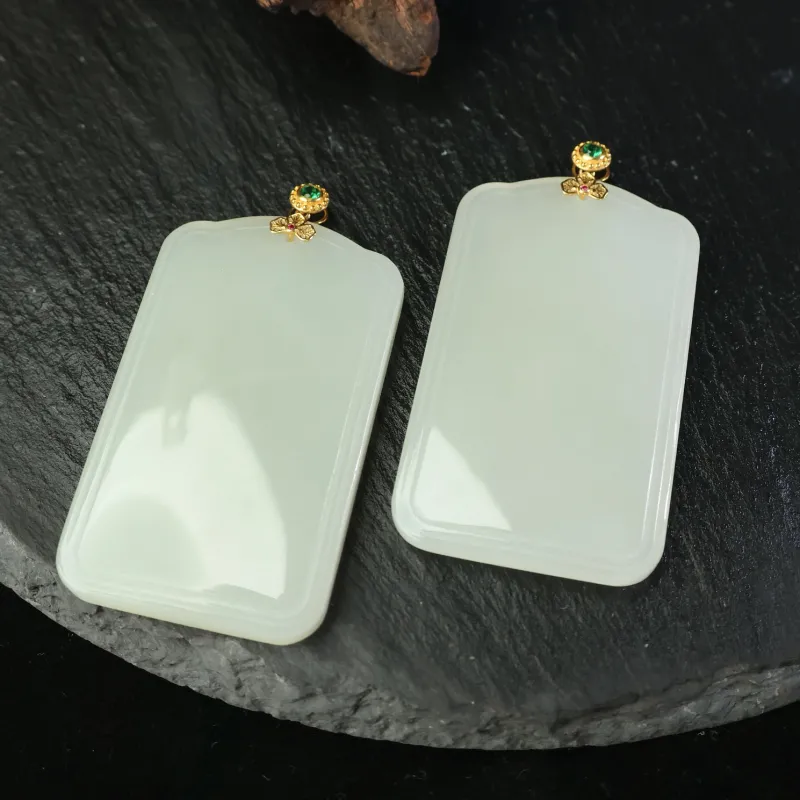 Qingjing Pendants Pale Greenish White Jade Unisex-6