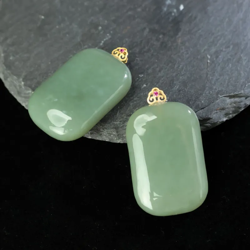 Qingjing Pendants Green Jade Unisex-2