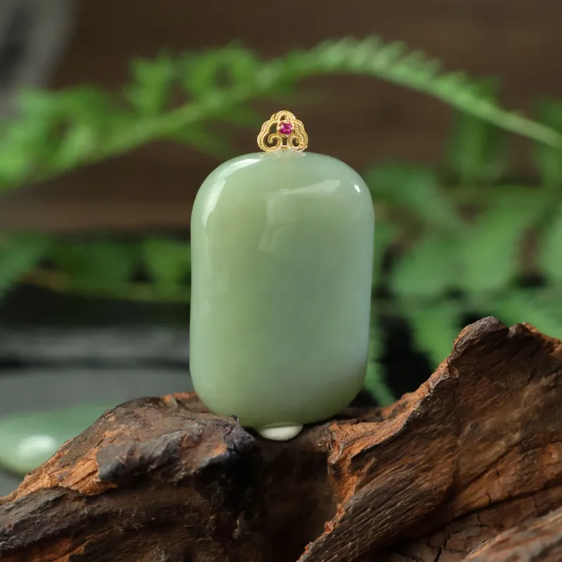 Qingjing Pendants Green Jade Unisex-4