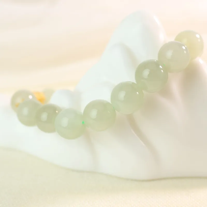 Qingjing Bracelets Pale Greenish White Jade Unisex-3