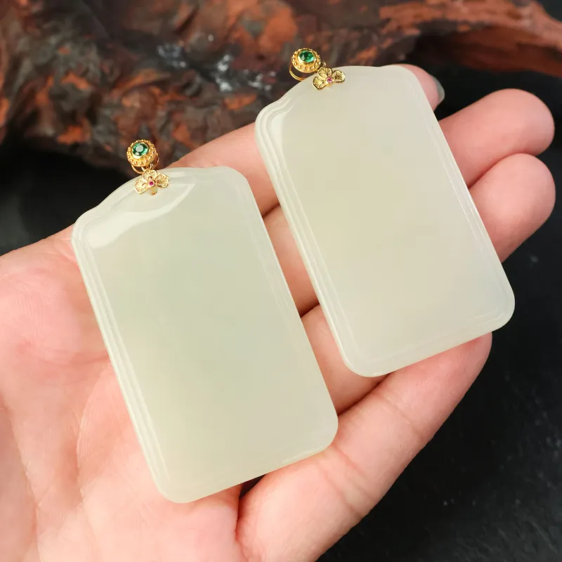 Qingjing Pendants Pale Greenish White Jade Unisex-7