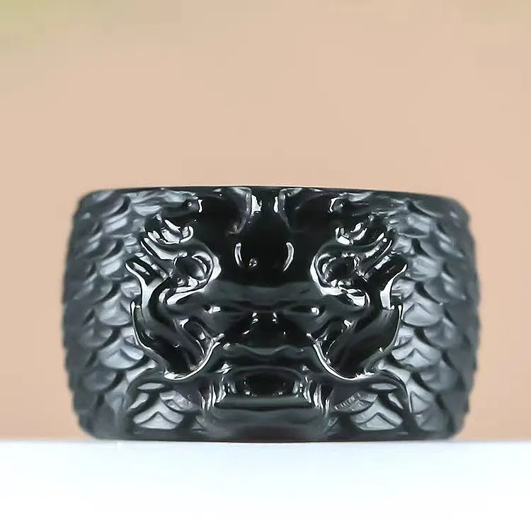 Bailiang Hetian Jade Rings Men's Green Jade-2
