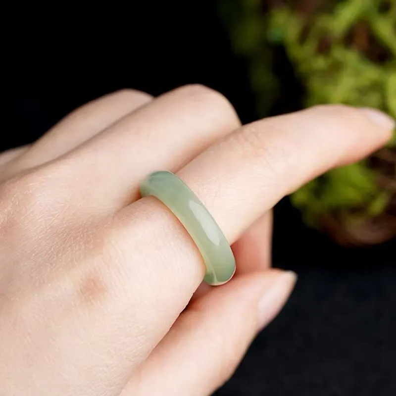 Bailiang Rings Pale Greenish White Jade Unisex-3