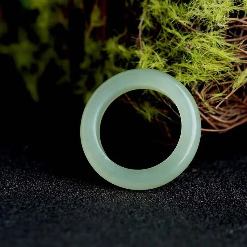 Bailiang Rings Pale Greenish White Jade Unisex-5