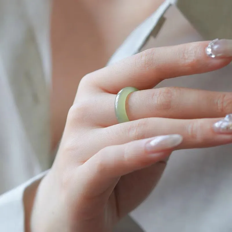 Bailiang Rings Pale Greenish White Jade Unisex-1