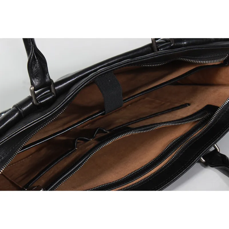DOSRFINI Cow Leather Handbag Shoulder Bag Crossbody Bag Briefcase Regular Men's Black-2