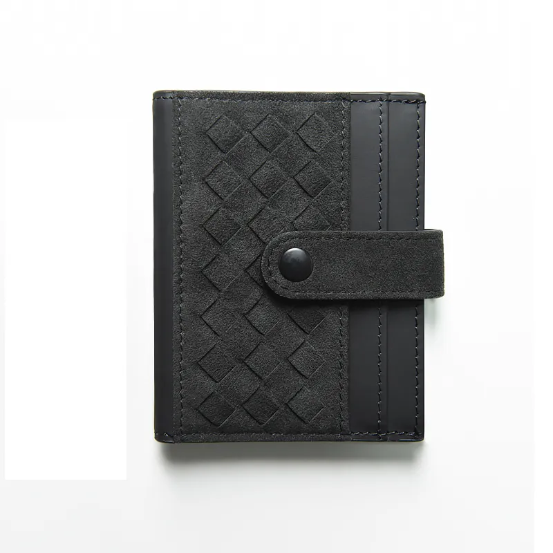 DOSRFINI Cow Leather Wallet Card Holder Clutch Regular Unisex Black/Red-4
