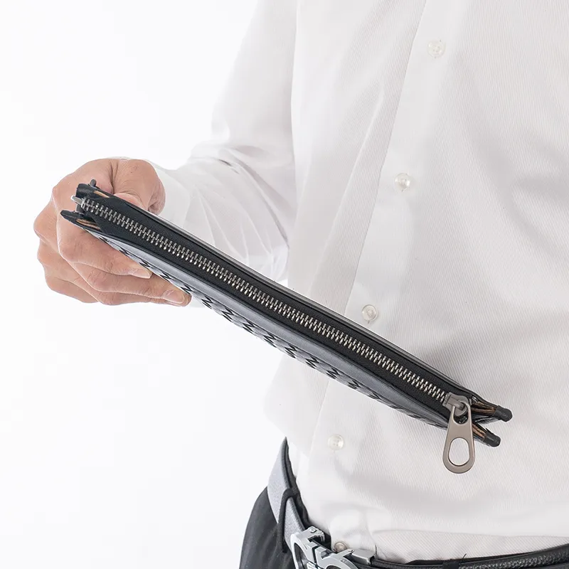 DOSRFINI Cow Leather Handheld Bag Clutch Men's Black-6
