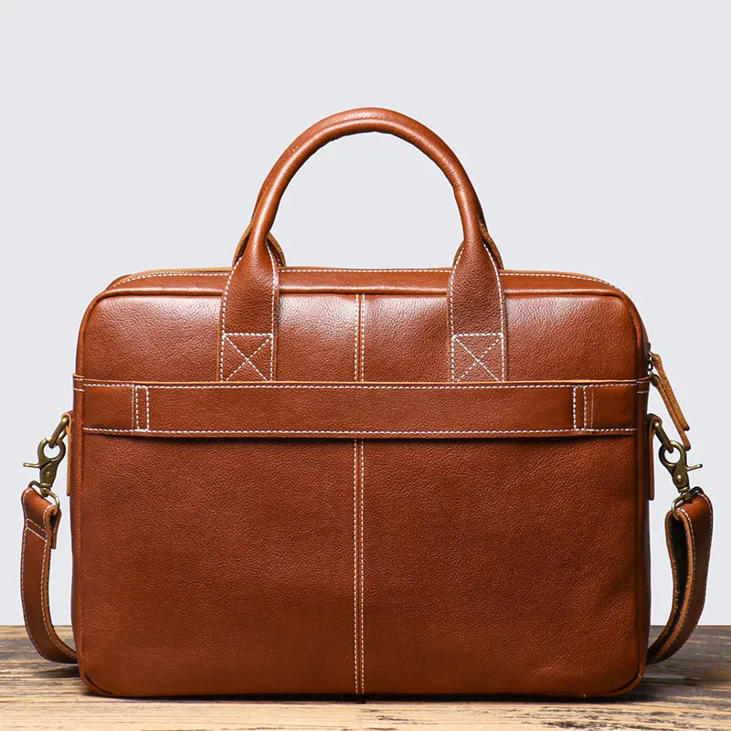 DOSRFINI Top Grain Cow Leather Briefcase Men's Multicolor-2