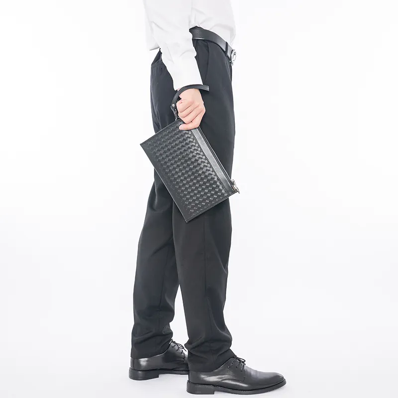 DOSRFINI Cow Leather Handheld Bag Clutch Men's Black-5