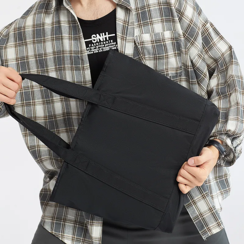 DOSRFINI Polyester One Shoulder Handbag Large Size Unisex Black-2