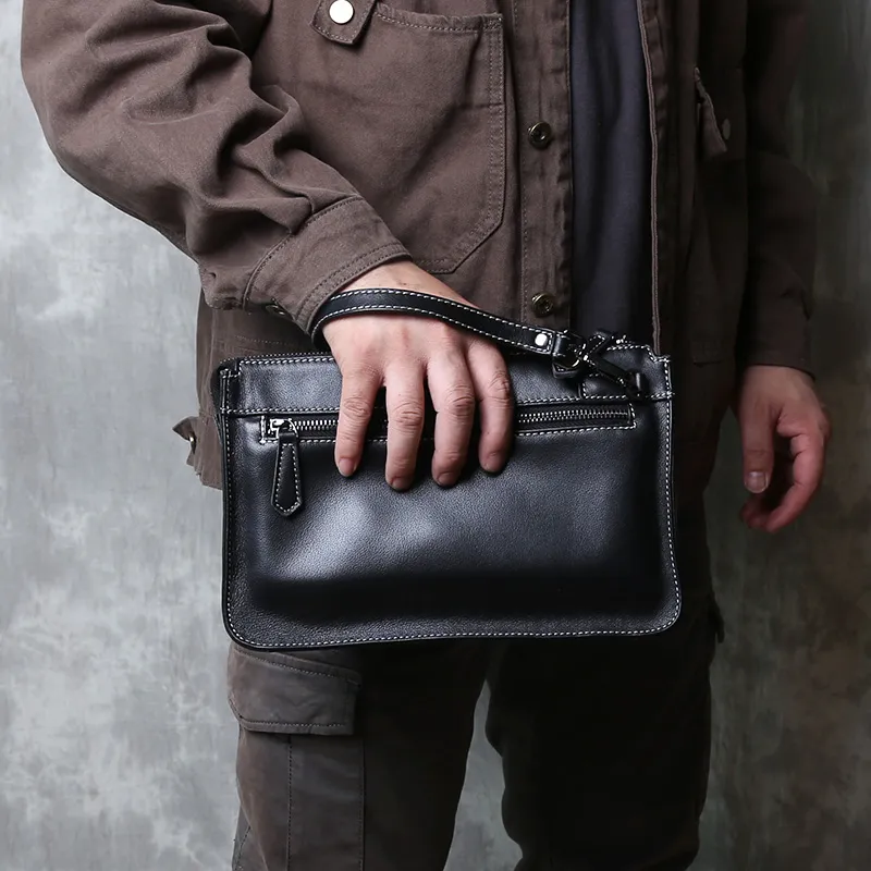 DOSRFINI Genuine Leather Top Grain Cow Leather Clutch Men's-4