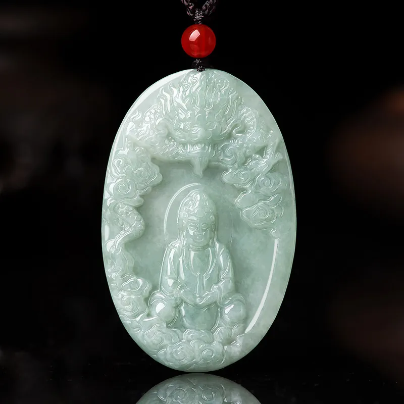 Royal Dragon Mirror Glutinous Jade Necklaces Unisex-1