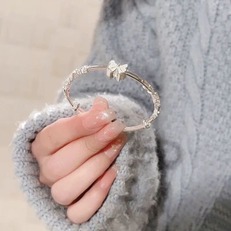 Royal Dragon Mirror 999 Fine Silver Bangles Women's-3
