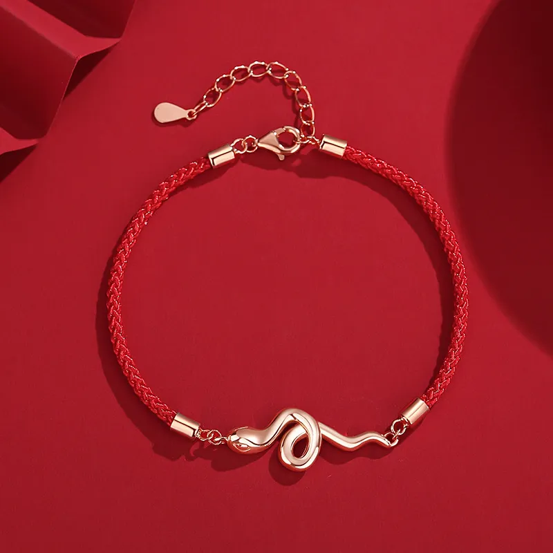 Royal Dragon Mirror S925 Silver Bracelets Women's Red-4