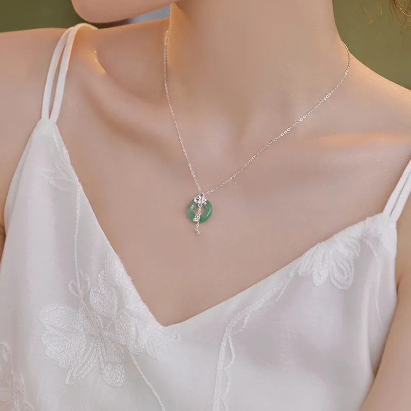 Royal Dragon Mirror Glutinous Jade Jadeite Necklaces Women's-1