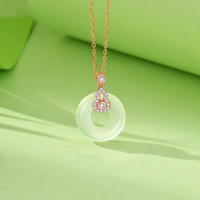 Royal Dragon Mirror Chalcedony Necklaces Women's-1