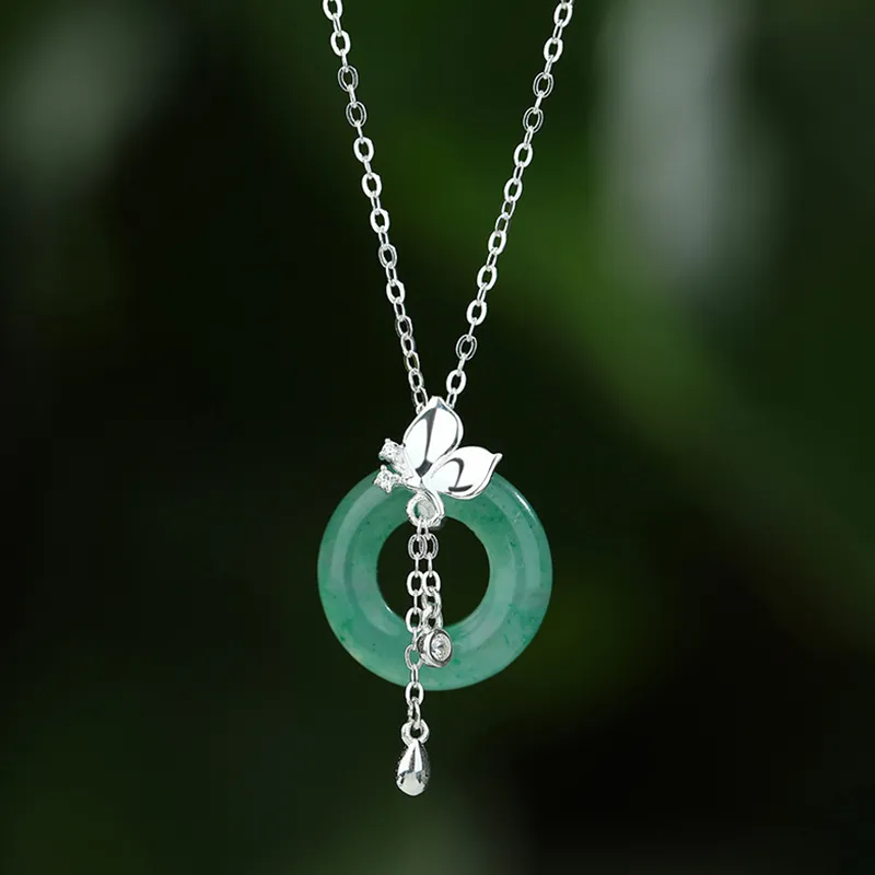 Royal Dragon Mirror Glutinous Jade Jadeite Necklaces Women's-3