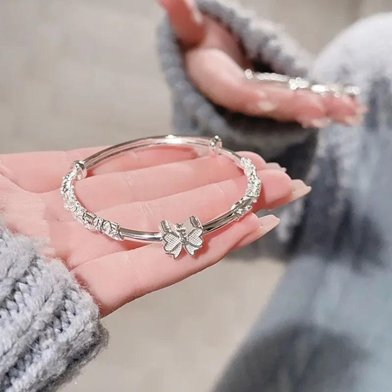 Royal Dragon Mirror 999 Fine Silver Bangles Women's-2