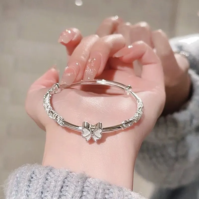 Royal Dragon Mirror 999 Fine Silver Bangles Women's-1