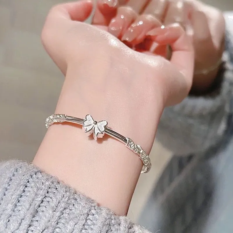 Royal Dragon Mirror 999 Fine Silver Bangles Women's-4