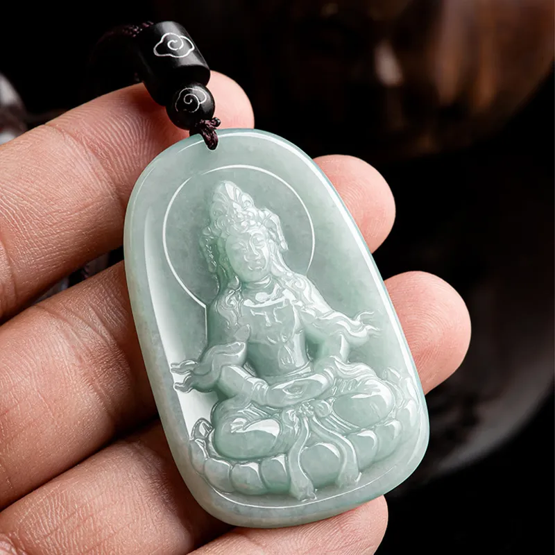 Royal Dragon Mirror Glutinous Jade Necklaces Unisex-2