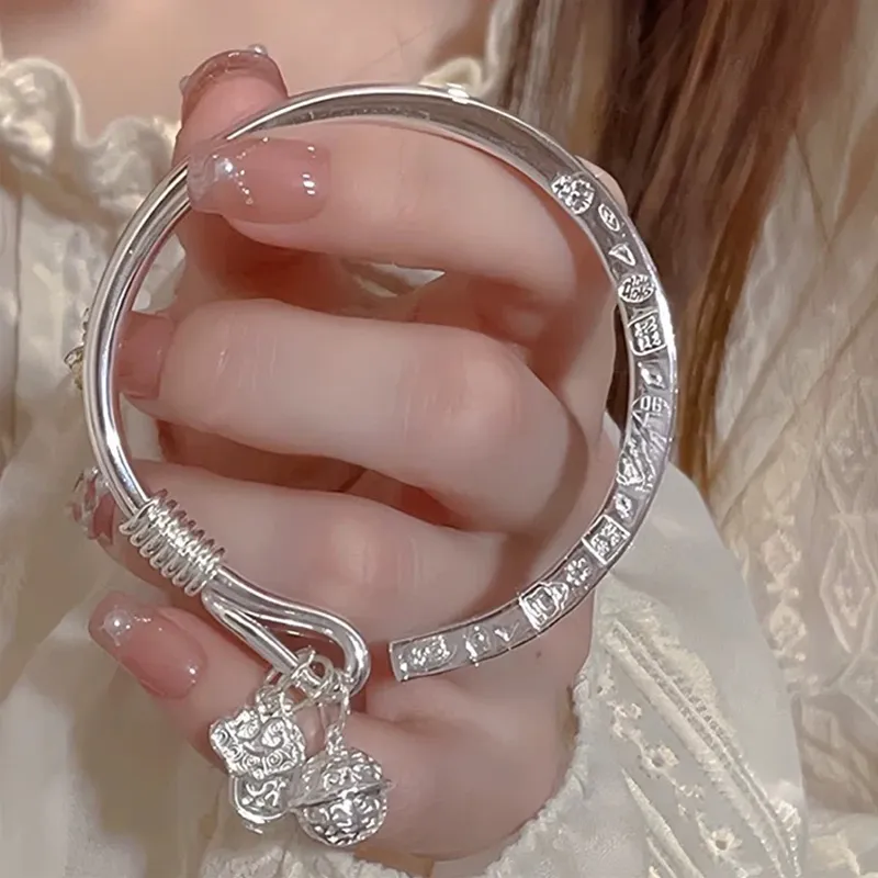 Royal Dragon Mirror 999 Fine Silver Sterling Silver Bracelets Women's-2
