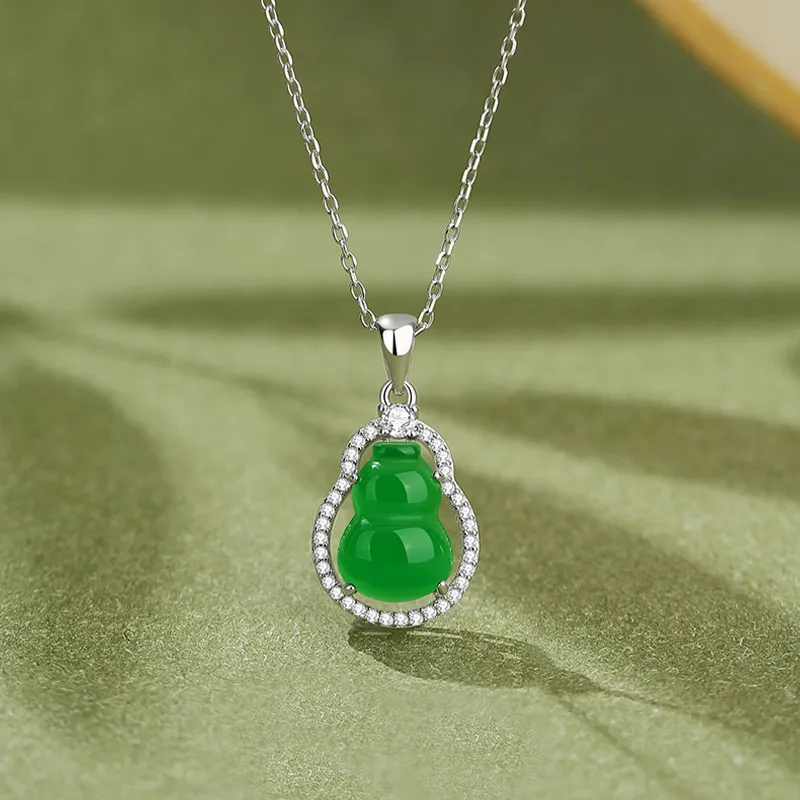 Royal Dragon Mirror Chalcedony Jade Necklaces Women's-1