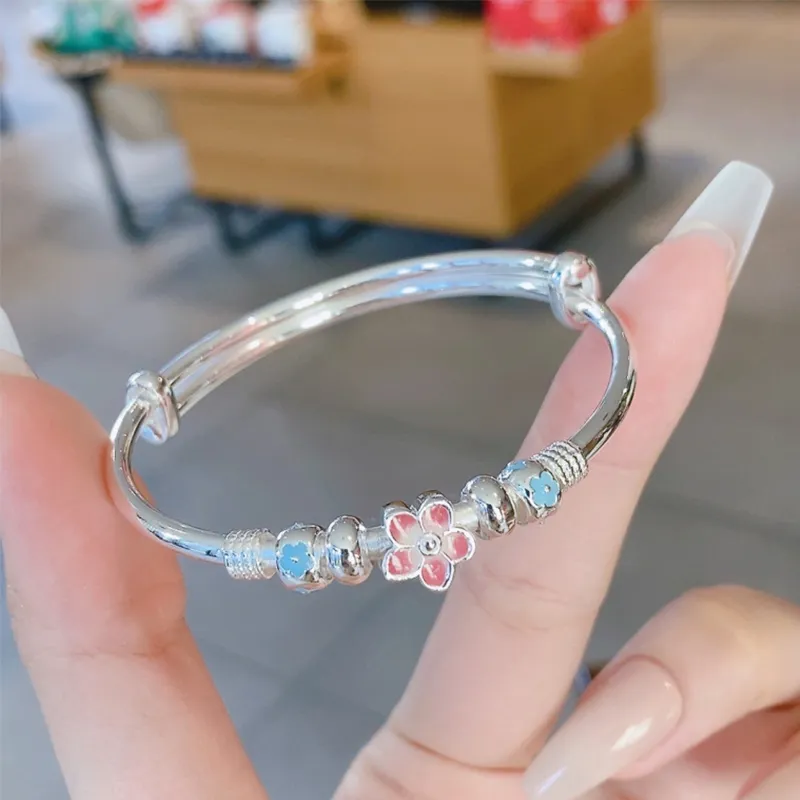 Royal Dragon Mirror 999 Fine Silver Bangles Women's-4