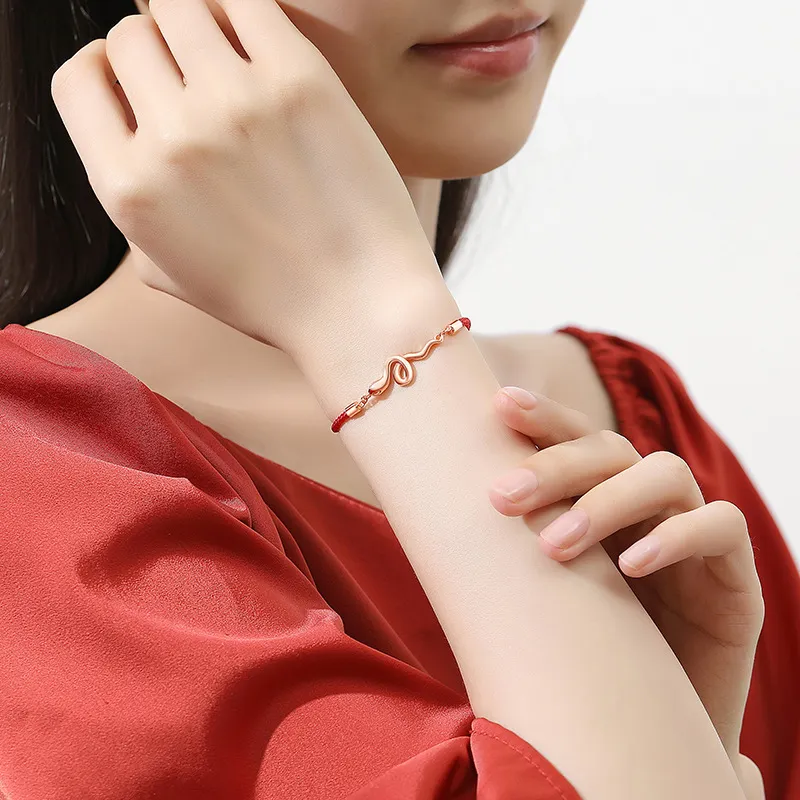 Royal Dragon Mirror S925 Silver Bracelets Women's Red-6