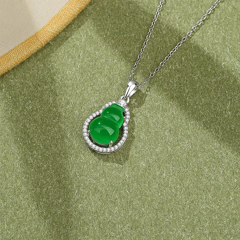 Royal Dragon Mirror Chalcedony Jade Necklaces Women's-2