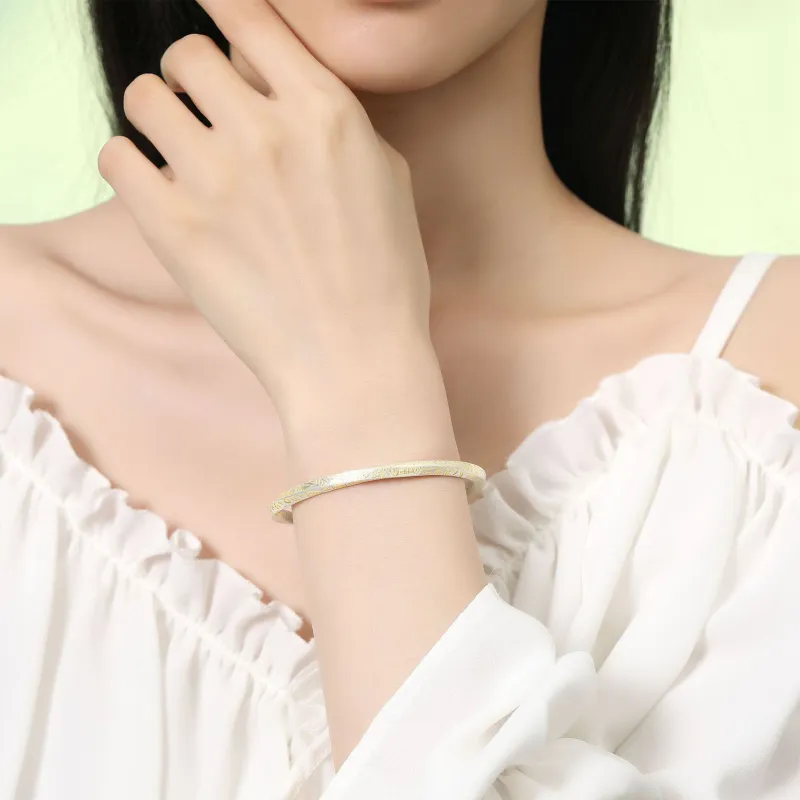 Royal Dragon Mirror 999 Fine Silver Bangles Unisex-4