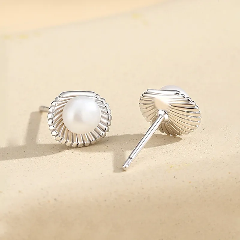 Royal Dragon Mirror Freshwater Pearl Stud Earrings Women's-1