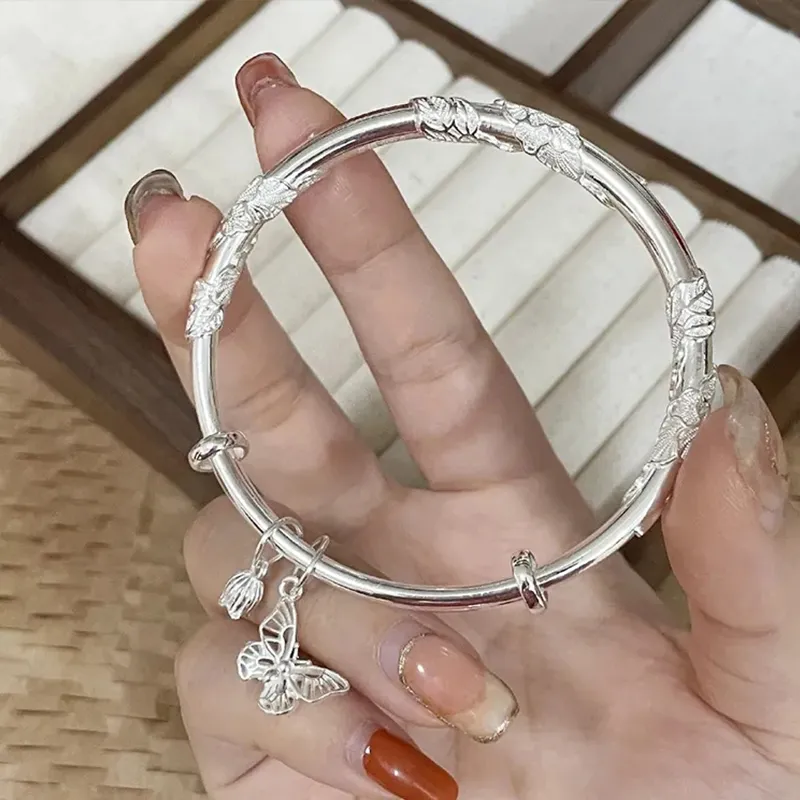 Royal Dragon Mirror 999 Fine Silver Sterling Silver Bracelets Women's-3
