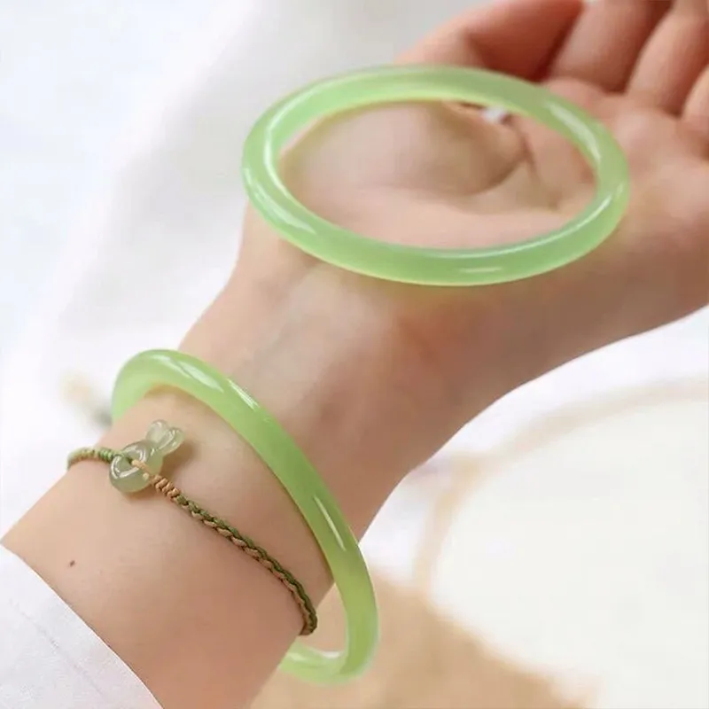 Royal Dragon Mirror Chalcedony Jade Bangles Women's-1
