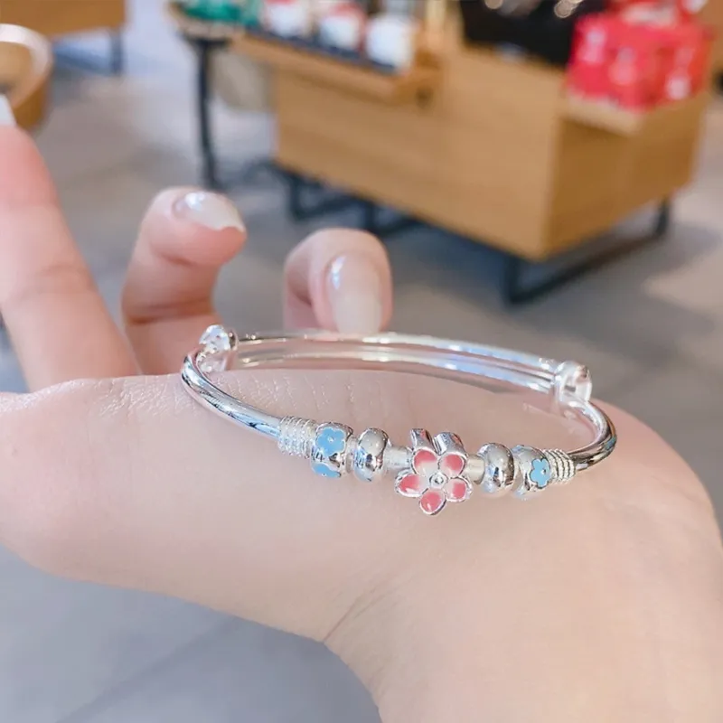Royal Dragon Mirror 999 Fine Silver Bangles Women's-3