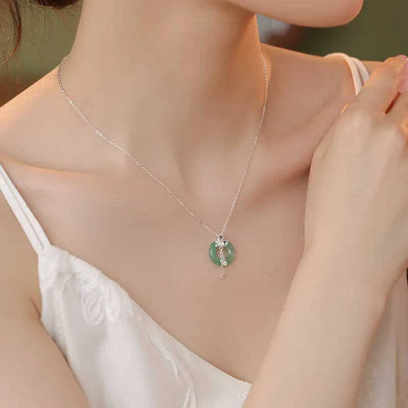 Royal Dragon Mirror Glutinous Jade Jadeite Necklaces Women's-2