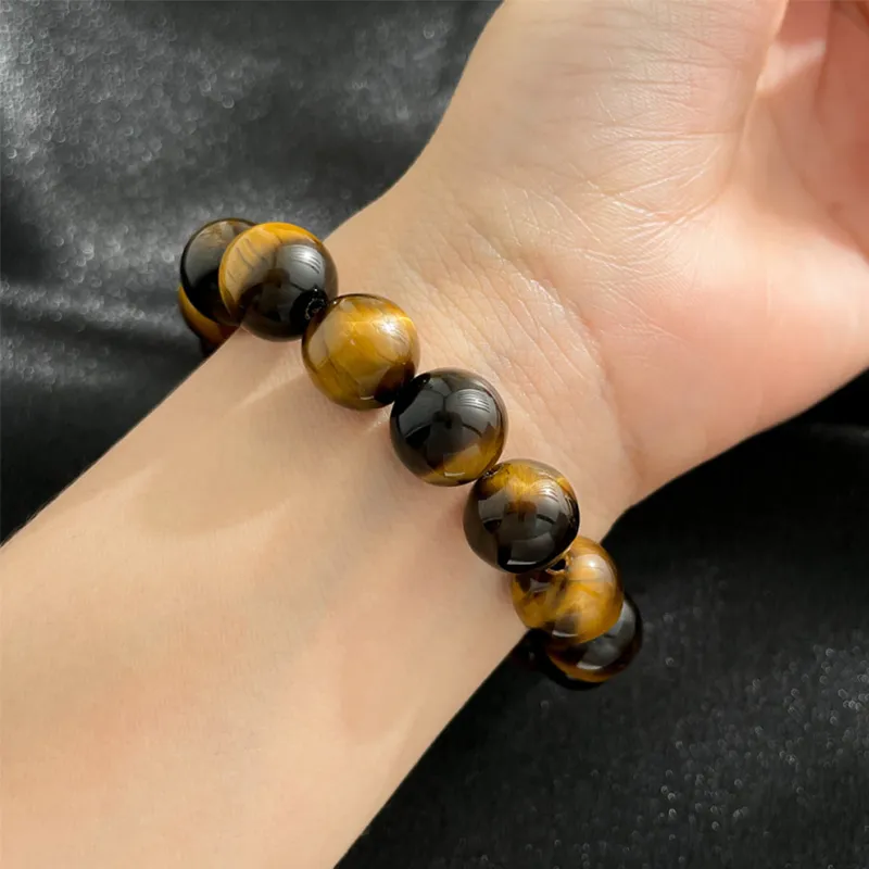 Royal Dragon Mirror Tiger's Eye Stone Bracelets Unisex-4