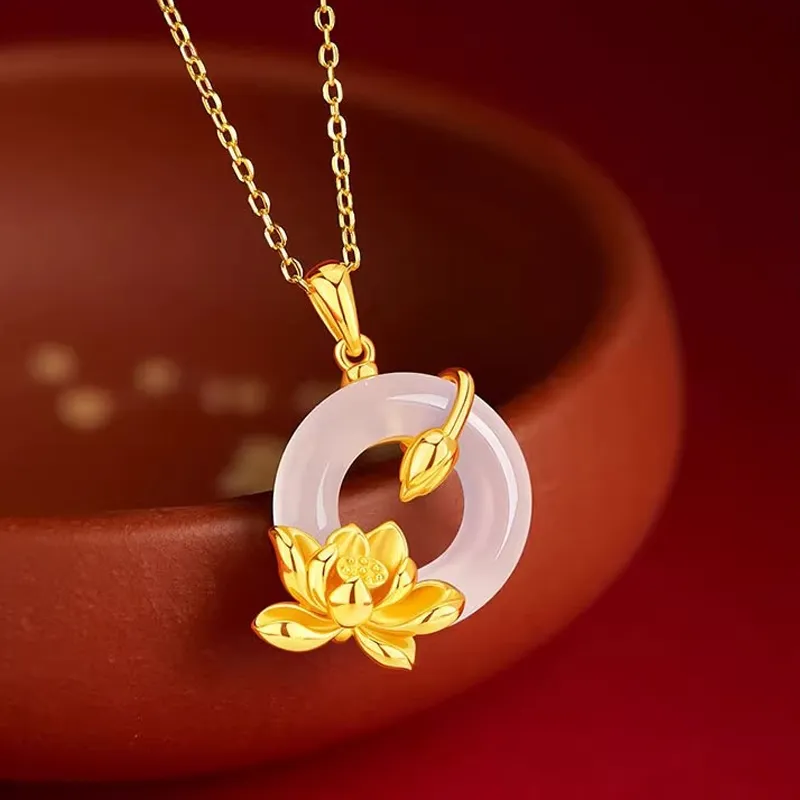 Royal Dragon Mirror Chalcedony Necklaces Women's-3
