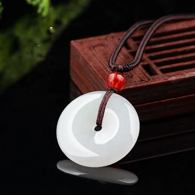 Royal Dragon Mirror Ice Glutinous Jadeite Necklaces Unisex-2